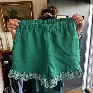 Hyacinth house green eyelet shorts